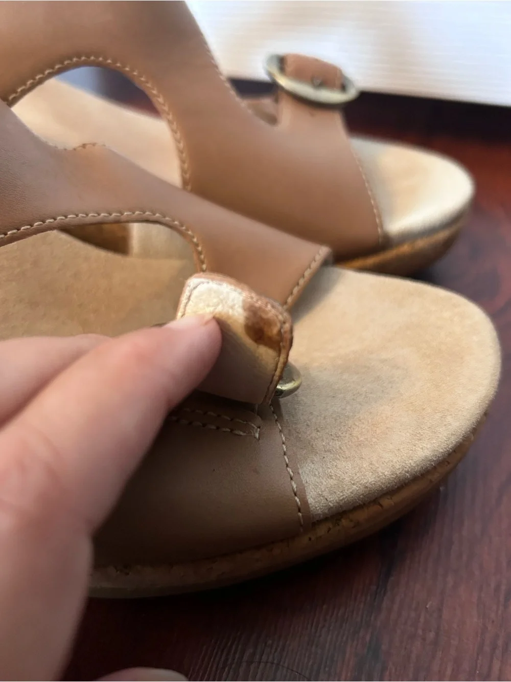 Dansko Carla Leather wedge sandals in Cognac- Sz 39/ US 8.5-9